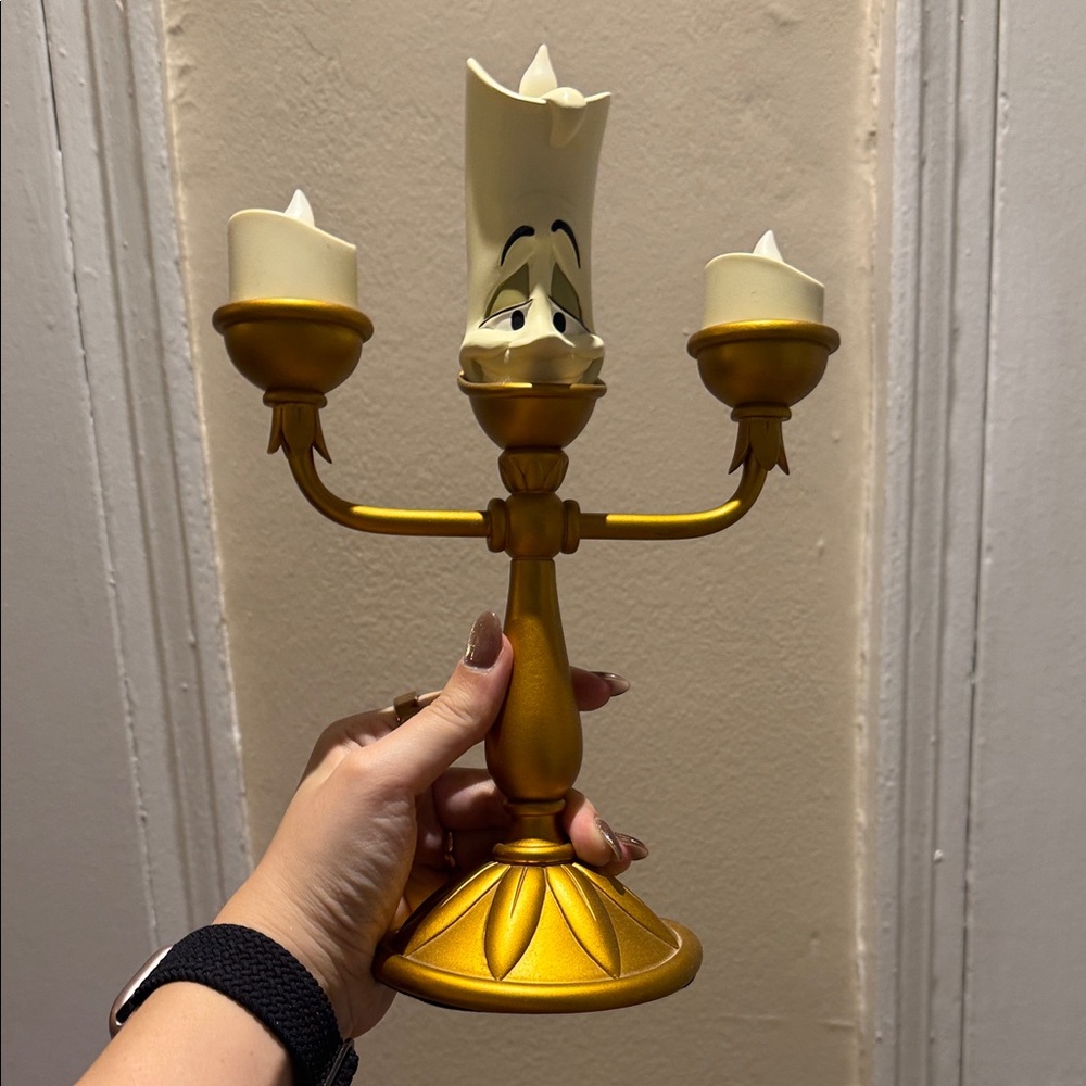 Disney Lumière Gold and Cream Three-Arm Candleholder Figurine
